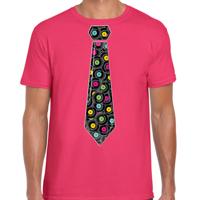 Cadeau T-shirt voor heren - langspeelplaat stropdas - roze - muziek fan