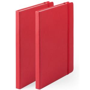 Notitieboekje - 2x - met elastiek - A5 - rood - 100 paginas - opschrijfboekjes - lue schriften