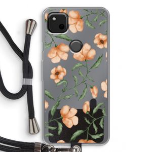 Peachy flowers: Pixel 4a Transparant Hoesje met koord
