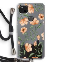 Peachy flowers: Pixel 4a Transparant Hoesje met koord
