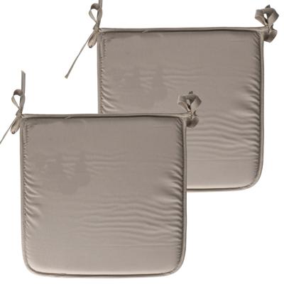 Stof Textile Home stoelkussens - 2x - grijs - 38 x 38 x 3 cm - voor binnen - vierkant