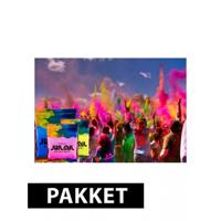 Holi poeder pakket - 3 kleuren - roze - lichtblauw - geel - kleurpoeder
