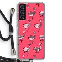 Flamingo: Samsung Galaxy S21 FE Transparant Hoesje met koord