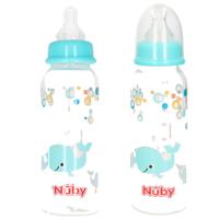 Nûby Baby Drinkfles - 2x stuks - lichtblauw - 240 ml - voedingsflessen babies