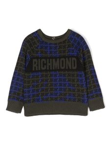 John Richmond Junior sweat en maille à motif monogrammé - Vert