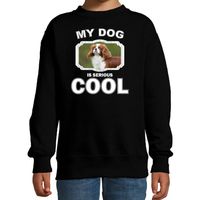 Honden liefhebber trui / sweater Spaniel my dog is serious cool zwart voor kinderen - thumbnail