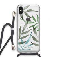 Tropical watercolor leaves: iPhone X Transparant Hoesje met koord