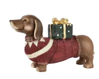 Beeld Kerst Teckel Rood 28cm