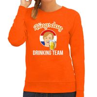 Kingsday drinking team sweater oranje voor dames - Koningsdag truien - thumbnail