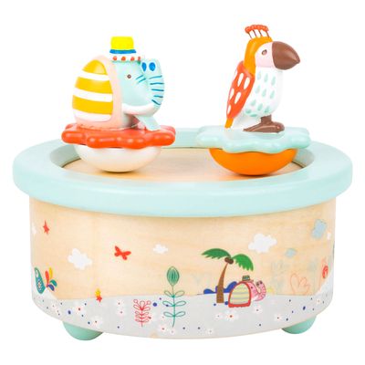 Small Foot houten muziekdoos papegaai en olifant
