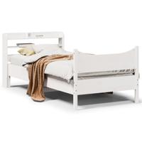 Bedframe met hoofdbord massief grenenhout wit 75x190 cm