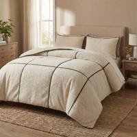 Dekbedovertrek Teddy Trim - Beige Zwart - Eenpersoons (140x200 Cm) - Taupe Microvezel Teddy - Effen - Sleeptime - Dekbed-Discounter.nl