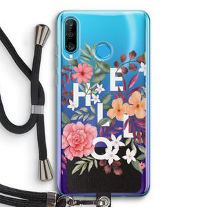 Hello in flowers: Huawei P30 Lite Transparant Hoesje met koord