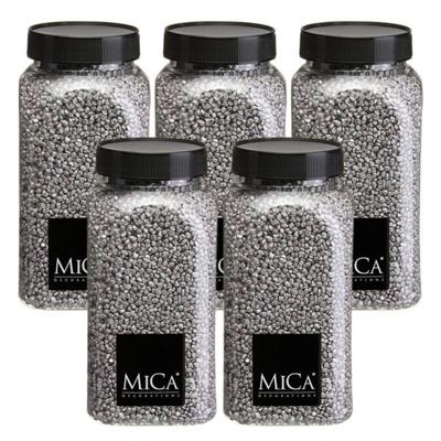 Mica Decorations decoratie stenen/granulaat - 5x - 650ml - zilver - hobby steentjes