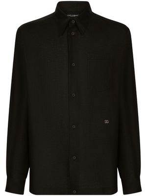 Dolce & Gabbana polo en lin à logo - Noir