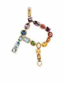 Dolce & Gabbana pendentif Rainbow Alaphabet R en or 18ct orné de pierres variées