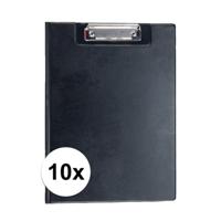 Documenten Clipboard in A4 formaat - 10x stuks - Zwart - pvc - Klembord - Kantoor - 21 x 29 cm