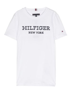 Tommy Hilfiger Junior t-shirt en coton à logo brodé - Blanc