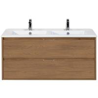 Porto Badmeubelset 120 cm - 2 Laden Honey - Keramische Wastafel Wit Slim