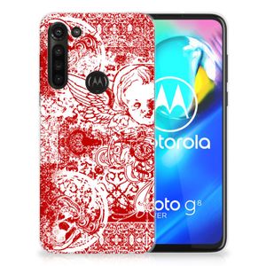 Silicone Back Case Motorola Moto G8 Power Angel Skull Rood