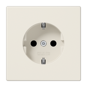 Jung LS990 wandcontactdoos 1-voudig met randaarde creme