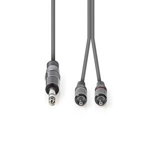 Nedis Stereo-Audiokabel | 6,35 mm Male | 2x RCA Male | 1.5 m | 1 stuks - COTH23300GY15 COTH23300GY15