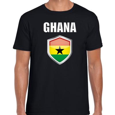 Ghana vlag thema landen t-shirt - zwart - voor heren - Supporters kleding - korte mouwen