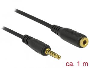 Delock 85701 Verlengkabel Stereo Jack 3,5 mm 5-pins male naar female 1 m zwart