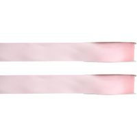 2x Roze satijnlint rollen 1 cm x 25 meter cadeaulint verpakkingsmateriaal - Cadeaulinten