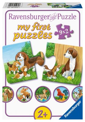 Ravensburger puzzel 9x2 stukjes dierenfamilies op de boerderij