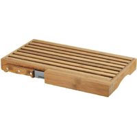 Luxe bamboe houten brood snijplank kruimel opvangbak en broodmes - 40 x 23,5 cm