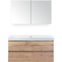 Maxx XL Badmeubelset 120 cm - Natuur Eiken - Wastafel Just Enkel Zonder Kraangat met Spiegelkast