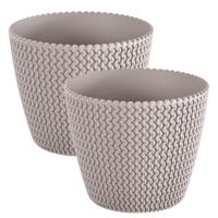 Prosperplast Bloempot/plantenpot Splofy - 2x - taupe - voor buiten - D26 x H23 cm - kunststof - thumbnail