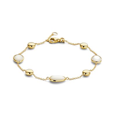 Armband Parelmoer geelgoud-parelmoerwit 17,5 - 19 cm