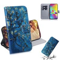 Abrikoos bloem patroon gekleurde tekening horizontale Flip lederen case voor Galaxy M20 met houder & card slots & portemonnee