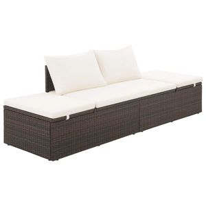 Tuinbed 195x60 cm poly rattan bruin