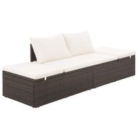 Tuinbed 195x60 cm poly rattan bruin - thumbnail