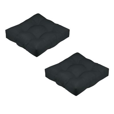 Stof Textile Vloerkussen XXL - 2x - zwart - polyester - 60 x 60 x 12 cm - vierkant