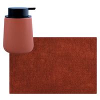 MSV badkamer droogloop mat/tapijt - 40 x 60 cm - met zelfde kleur zeeppompje 300 ml - terracotta - Badmatjes