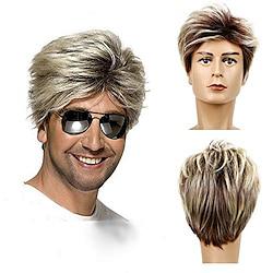 Jaren '80 herenpruik blonde korte pruik synthetisch cosplay kostuum halloween pruik voor fancy dress Lightinthebox