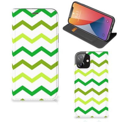 iPhone 12 | iPhone 12 Pro | Hoesje met Magneet | Zigzag Groen