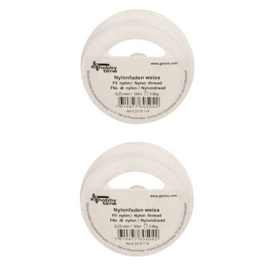 2x rollen nylon hobby draad wit 0.25 mm x 50 meter