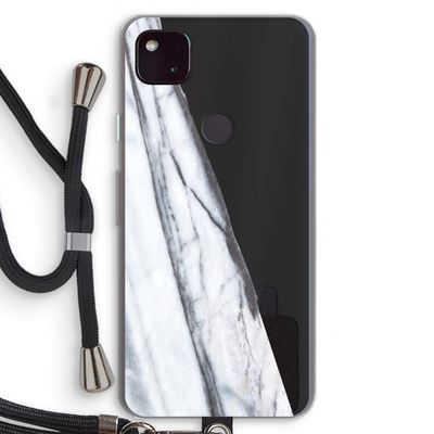Gestreepte marmer: Pixel 4a 5G Transparant Hoesje met koord