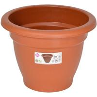 Plantenpot/bloempot - D20 cm - terra cotta kleur - rond - kunststof