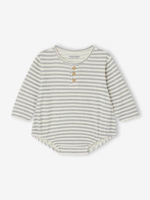 Gestreept body voor babyjongens ecru Gestreept body voor babyjongens ecru