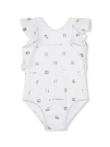 Givenchy Kids maillot de bain imprimé à volants - Blanc