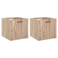 Opberg/kast mand - 2x - lichtbruin - MDF hout - 29L - 31 x 31 x 31 cm - thumbnail