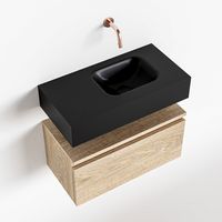 Toiletmeubel Mondiaz Andor | 60 cm | Meubelkleur Washed oak | Lex vrijhangend wastafel Urban Rechts | Zonder kraangat