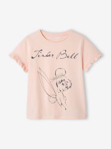 Meisjesshirt met korte mouwen met ruches Disney¨ Tinkerbell effen lichtroze