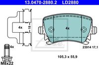 Remmenset, remschijf ATE, Remschijftype: Massief, Inbouwplaats: Achteras: , u.a. für VW, Skoda, Audi, Seat - thumbnail